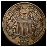 1864 Copper Two-Cent Piece LIGHTLY CIRCULATED