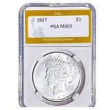 1927 Silver Peace Dollar PGA MS63