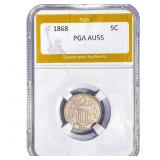1868 Shield Nickel PGA AU55
