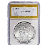 1935 Silver Peace Dollar PGA MS64
