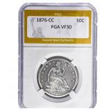 1876-CC Seated Liberty Half Dollar PGA VF30