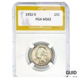 1932-S Washington Silver Quarter PGA MS62