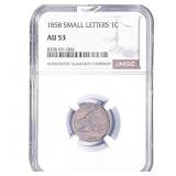 1858 Flying Eagle Cent NGC AU53