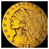 1913 Indian Head Gold $2.50 Quarter Eagle CLOSELY