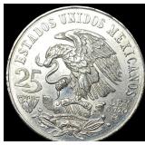 1968 Mexico Silver 25 Pesos Olympic Coin UNCIRCULA