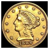 1888 Liberty Head $2.5 Gold Quarter Eagle CHOICE A