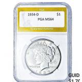 1934-D Silver Peace Dollar PGA MS64