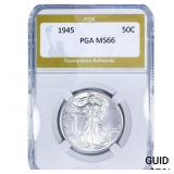 1945 Walking Liberty Half Dollar PGA MS66