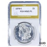 1878-S Morgan Silver Dollar PGA MS65 PL