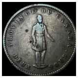 1852 Quebec Bank Token One Penny LIGHTLY CIRCULATE