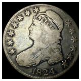 1824 Capped Bust Half Dollar LIGHTLY CIRCULATED