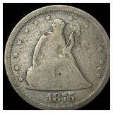 1875-S Silver Seated Liberty Quarter LIGHTLY  CIR