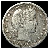 1904-O Silver Barber Quarter NEARLY  UNCIRCULATED
