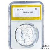 1924-S Silver Peace Dollar PGA MS63