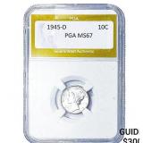 1945-D Mercury Silver Dime PGA MS67
