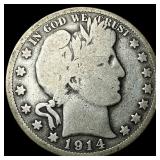 1914-S Silver Barber Half Dollar NICELY CIRCULATED