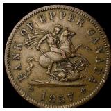 1857 Bank of Upper Canada One Penny Token NEARLY U