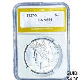 1927-S Silver Peace Dollar PGA MS64