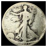 1921-S Silver Walking Liberty Half Dollar NICELY C