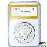 1924 Silver Peace Dollar PGA MS64