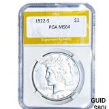 1922-S Silver Peace Dollar PGA MS64