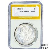 1881-S Morgan Silver Dollar PGA MS66 DMPL
