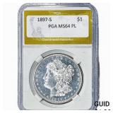 1897-S Morgan Silver Dollar PGA MS64 PL