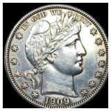 1909 Silver barber Half Dollar CLOSELY  UNCIRCULA