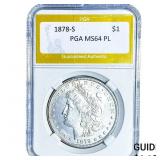 1878-S Morgan Silver Dollar PGA MS64 PL
