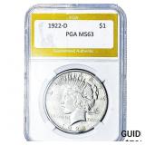 1922-D Silver Peace Dollar PGA MS63