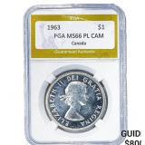 1963 Canada Silver Dollar PGA MS66 PL CAMEO