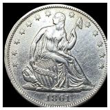1861 Silver Half Dollar (Seated Liberty) NEARLY UN