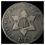 1853 Silver Three-Cent Piece NICELY CIRCULATED