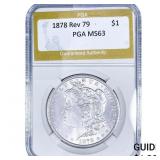 1878 Rev 79 Morgan Silver Dollar PGA MS63