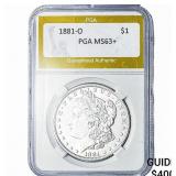 1881-O Morgan Silver Dollar PGA MS63+