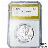 1943 Walking Liberty Half Dollar PGA MS64