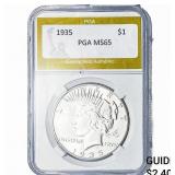 1935 Silver Peace Dollar PGA MS65