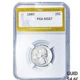 1940 Washington Silver Quarter PGA MS67