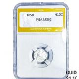 1858 Seated Liberty Half Dime PGA MS62