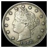 1908 Liberty Head Nickel NEARLY UNCIRCULATED