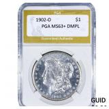 1902-O Morgan Silver Dollar PGA MS63+ DMPL