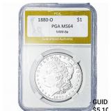 1880-O Morgan Silver Dollar PGA MS64 VAM-6a