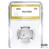 1854 Seated Liberty Quarter PGA MS61