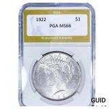 1922 Silver Peace Dollar PGA MS66