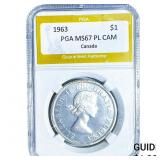 1963 Canada Silver Dollar PGA MS67 PL CAMEO