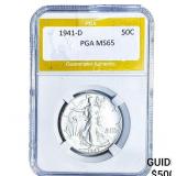 1941-D Walking Liberty Half Dollar PGA MS65