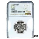 1936 DDO Buffalo Nickel NGC MS62