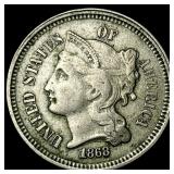 1868 Nickel Three-Cent Piece NEARLY UNCIRCULATED