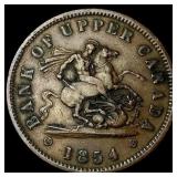 1854 Bank of Upper Canada One Penny Token NEARLY U