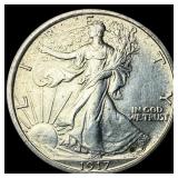 1917 Walking Liberty Half Dollar CLOSELY UNCIRCULA